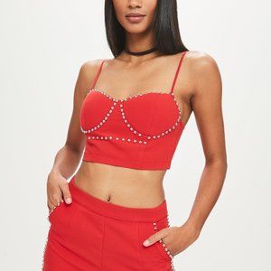 Missguided Red Petite Red Stud Bralet
